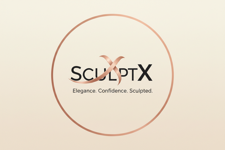 logo marca de tienda SculptX venta de fajas molodeadoras de mujer logo elegante femenino y real